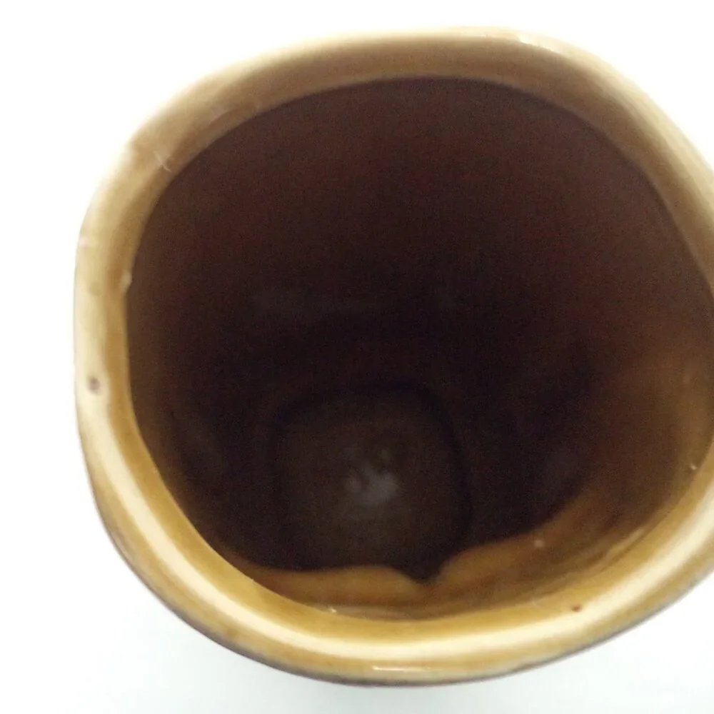 Vintage Otagiri Tiki Mug Cup straight lips Japan ceramic brown Full Body 6
